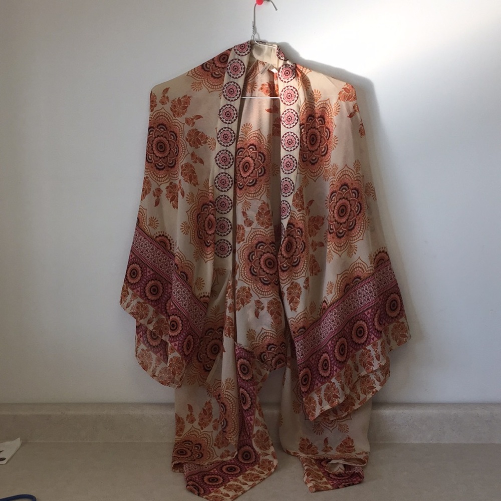 Moon Orchid High/Low Kimono Style Wrap Sz S